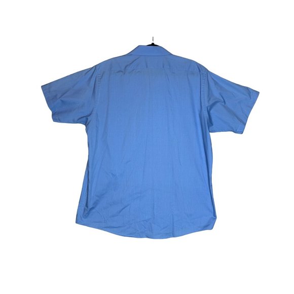 Arrow Men's Dover Broadcloth Blue Short Sleeve Button Up Business Shirt Size XL - Picture 3 of 6